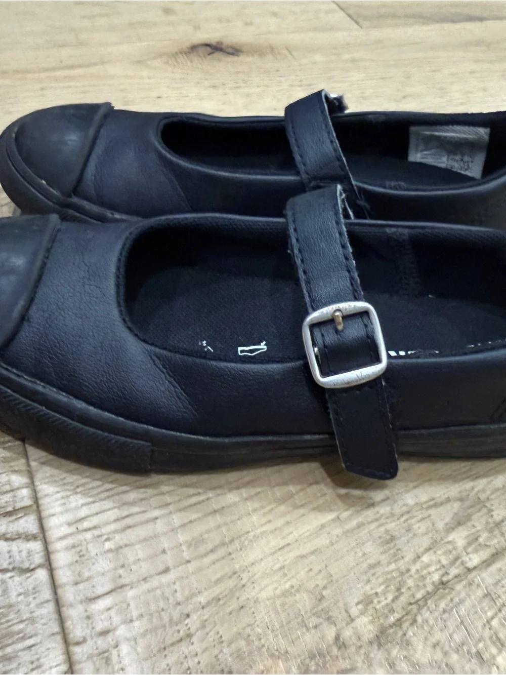 Converse Kids Black Mary Jane Strap Shoes size 12